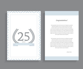 25th anniversary decorated greeting / invitation card template.