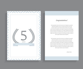 5th anniversary decorated greeting / invitation card template.