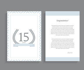 15th anniversary decorated greeting / invitation card template.