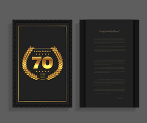 70th anniversary decorated greeting / invitation card template with logo.