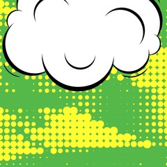 Abstract creative concept vector comic pop art style blank, layout template with clouds beams and isolated dots background. For sale banner, empty speech bubble set, illustration halftone book design.