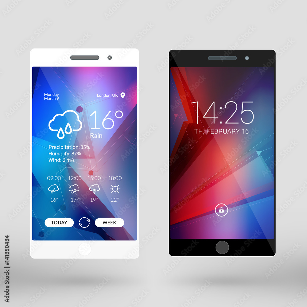 Wall mural mobile interface wallpaper design. abstract vector background. modern smartphone application interfa