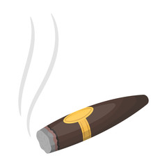 A tattered cigar with smoke. A sign of authority in the casino.Kasino single icon in cartoon style vector symbol stock illustration. - 141350412