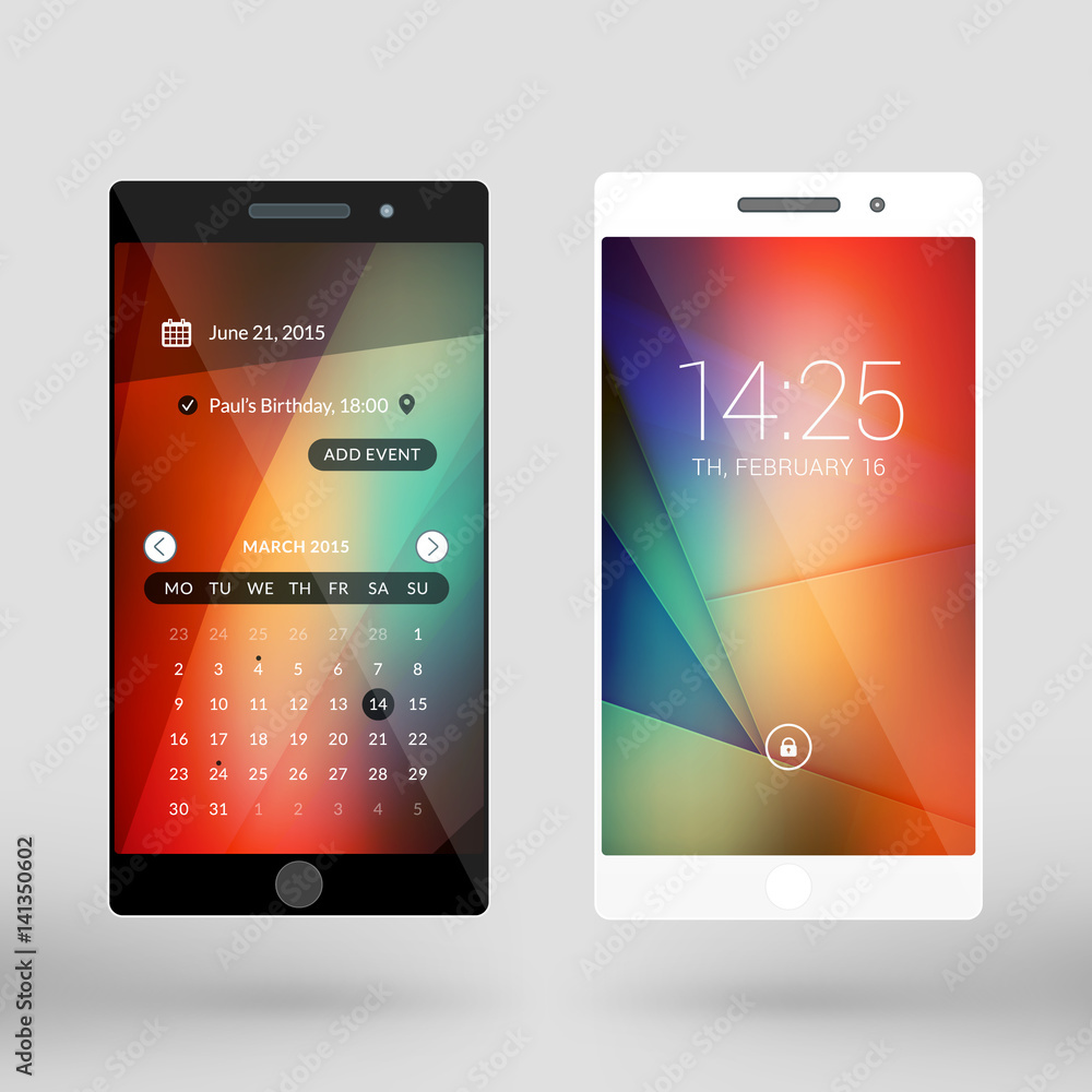 Wall mural mobile interface wallpaper design. abstract vector background. modern smartphone application interfa