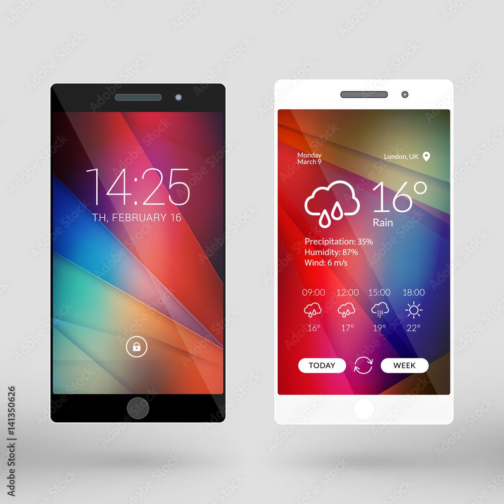 Wall mural mobile interface wallpaper design. abstract vector background. modern smartphone application interfa