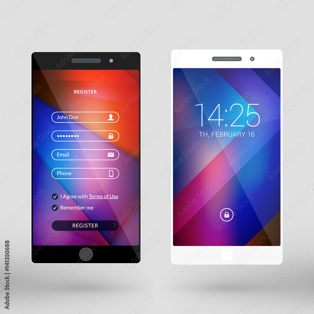 Wall mural mobile interface wallpaper design. abstract vector background. modern smartphone application interfa