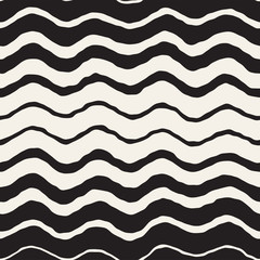 Seamless Wavy Hand Drawn Stripes Pattern. Repeating Vector Texture.