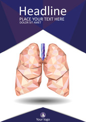 Magazine cover design with low poly human lungs.