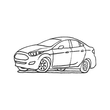 car hand drawn outline cartoon doodle