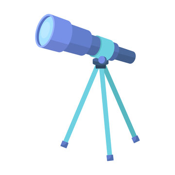 Telescope for schools. Device for astronomy. Device for inspection of the stars.School And Education single icon in cartoon style vector symbol stock illustration.