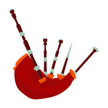 Bagpipes from a cow s stomach.The national musical instrument of Scotland.The Symbol Of Scotland.Scotland single icon in cartoon style vector symbol stock illustration.