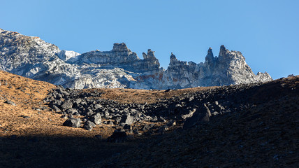 Morning landscape near the Renjo Pass - Nepal, Himalayas