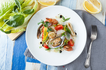 Seafood salad on a plate