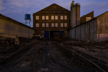 Fototapeta na wymiar Moody Evening Views of Abandoned Foundry in Ohio