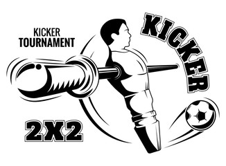 Table football emblem. The kicker is a poster. - obrazy, fototapety, plakaty