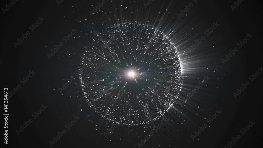Poster abstract background with circular shape formed of small particles. light ray effect, uhd 4k 3840x216