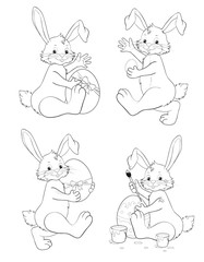 Easter bunnies coloring page