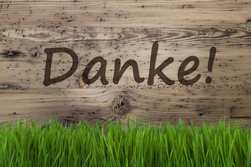 Aged Wooden Background, Gras, Danke Means Thank You