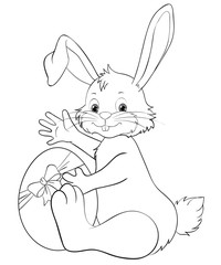 Easter bunny with Easter gift coloring page