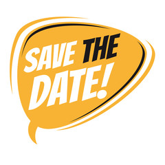 save the date retro speech balloon
