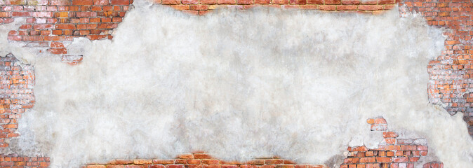 wall with peeling plaster, grunge background for design