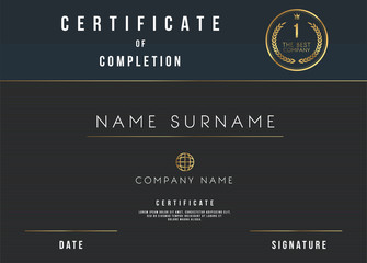 Vector Certificate Template Design with Luxury Best Company Award