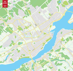 Vector color map of  Quebec, Canada. City Plan of Quebec