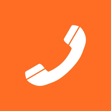 Phone icon vector, contact, support service sign isolated on orange background. Telephone, communication icon in flat style.