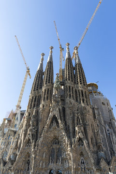Nativity facade of the Basilica and Expiatory Church of the Holy Family (Sagrada de la Familia), Barcelona, Catalonia, Spain