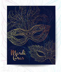 Patterned mask on the grunge background. Mardi Gras festival. Tattoo design. It may be used for design of a t-shirt, bag, postcard, a poster and so on.   © maverick_infanta