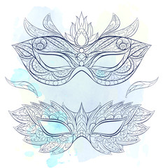 Patterned mask on the grunge background. Mardi Gras festival. Tattoo design. It may be used for design of a t-shirt, bag, postcard, a poster and so on.  