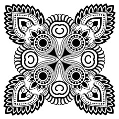 Henna tatoo mandala. Mehndi style .Decorative pattern in oriental style. Coloring book page.