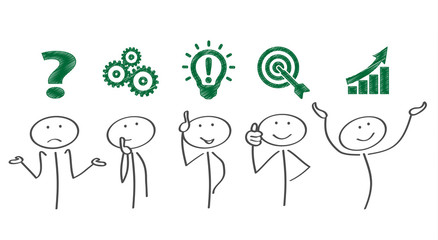 Strichmännchen / Idee / Erfolg / Ziel