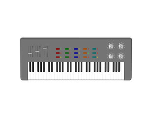 Synthesizer.Isolated on white background. Vector illustration. Top view.
