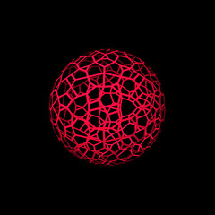 Abstract Sphere wireframe. Isolated on black background. 3d Vector illustration.