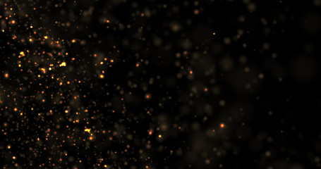 Fototapeta na wymiar Abstract Gold Glitter Explosion on Black Background