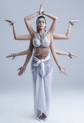 Shiva goddess with eight arm posing