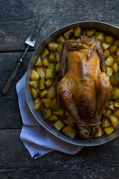 Roasted chicken and potatoes