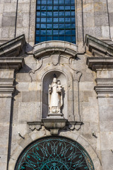 Close up of catholic Carmelite Church in Porto, Portugal