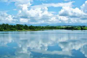 The hills of farm and the cloud of Biei