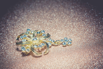 Golden Flower Shaped Brooch