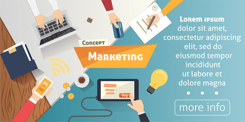Flat design concepts for Content Marketing, Finding Target of Market, Mobile Banking