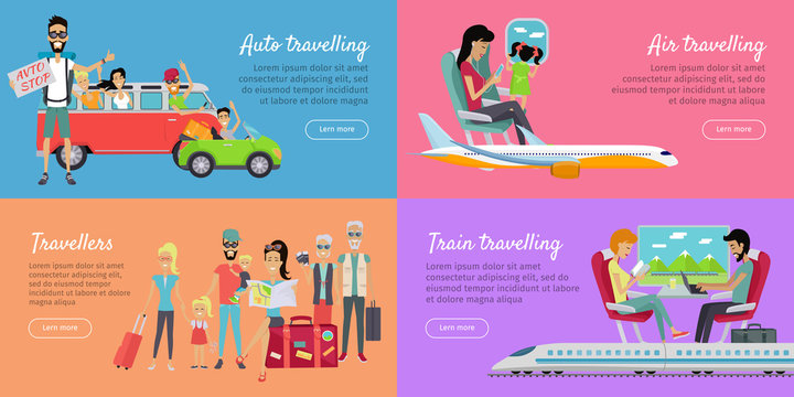 Auto, Air, Train Travelling and Travellers Banner.