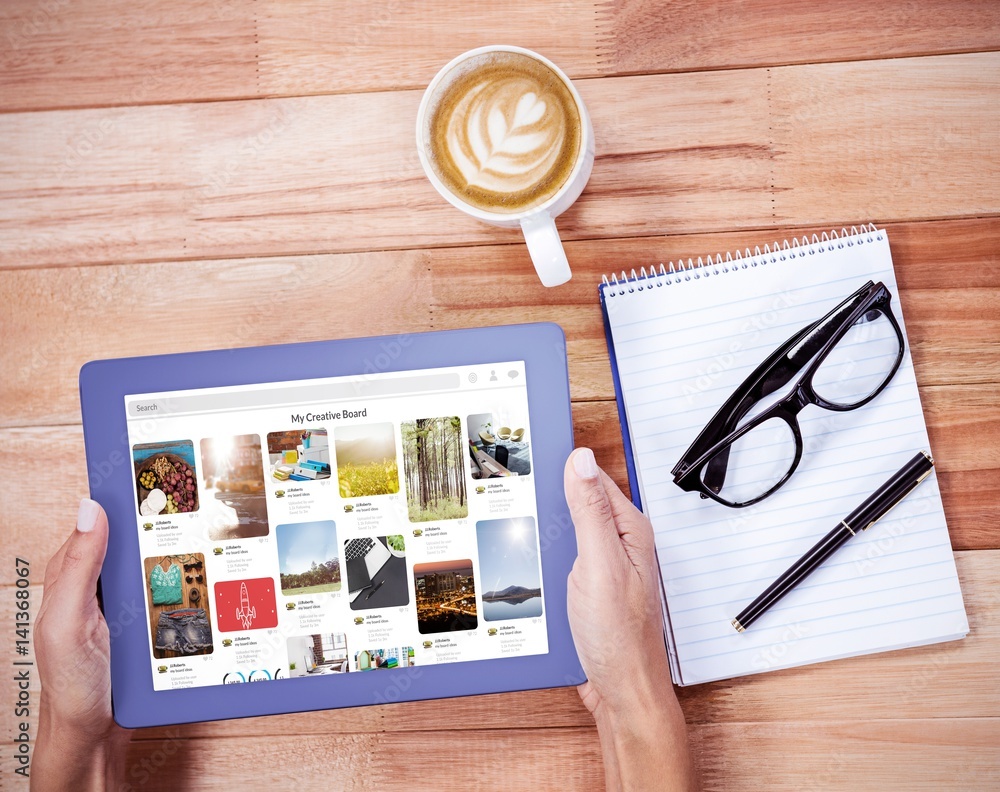 Poster composite image of composite image of website page