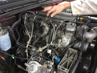 Fototapeta premium Engine beneath the bonnet 