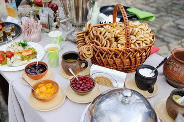 Jam from cornel and apricot close up