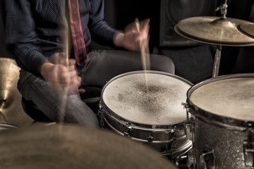 Fototapeta na wymiar Drummer playing a rhythm, swing
