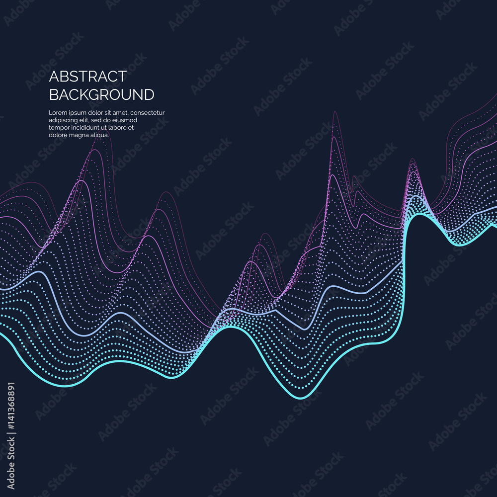 Aufkleber abstract background with a dynamic waves and particles.