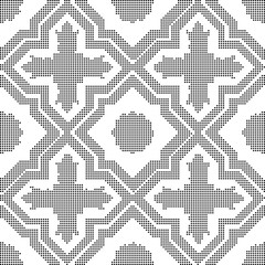 Halftone round black seamless background cross square geometry