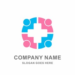 Obraz premium Medical Pharmacy Geometric Cross Circle People Hospital Clinic Business Company Stock Vector Logo Design Template 